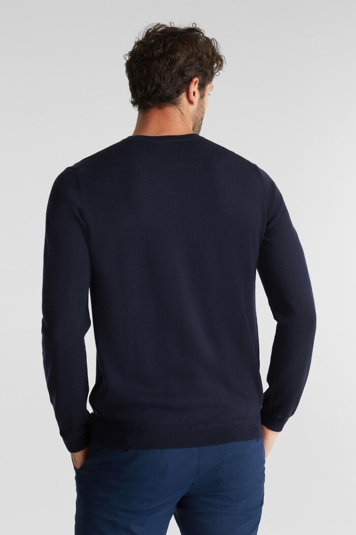 100% wełny merynosowej: sweter z okrągłym dekoltem, NAVY, detail image number 3