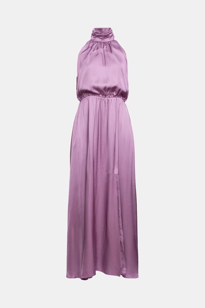 Sukienka z wiązaniem na szyi w satynowym stylu, LENZING™ ECOVERO™