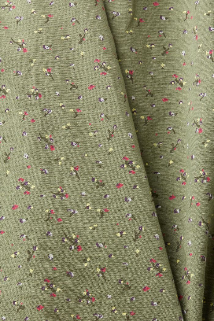 Bluzka bez rękawów z mieszanki lnianej z kwiecistym nadrukiem, LIGHT KHAKI, detail image number 4