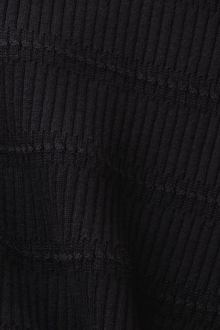 Sweter z krótkim rękawem z dzianiny, BLACK, detail image number 4