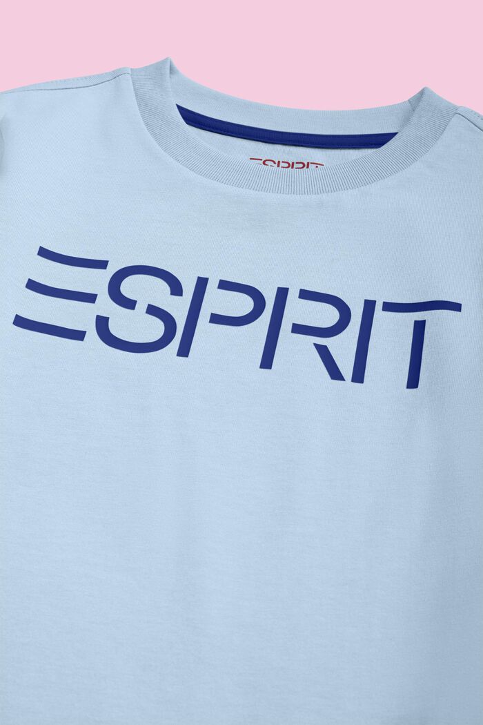 T-shirt z logo z bawełny organicznej, PASTEL BLUE, detail image number 2