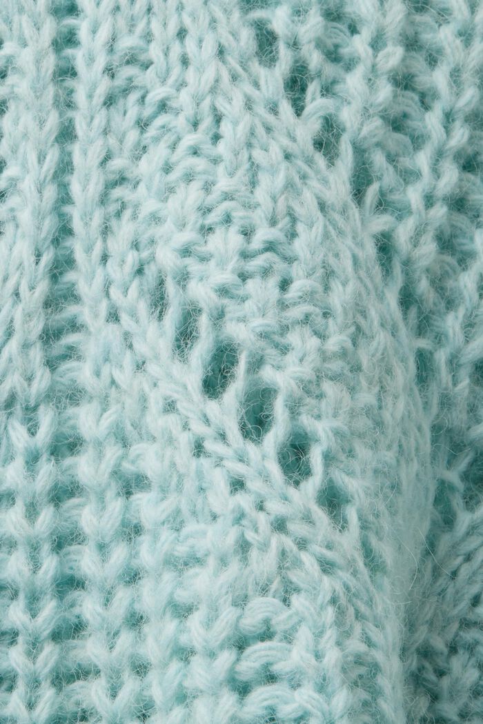 Sweter o luźnym splocie z mieszanki z wełną, LIGHT AQUA GREEN, detail image number 5