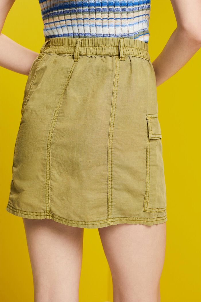 Spódniczka mini w stylu bojówek, mieszanka z lnem, PISTACHIO GREEN, detail image number 4
