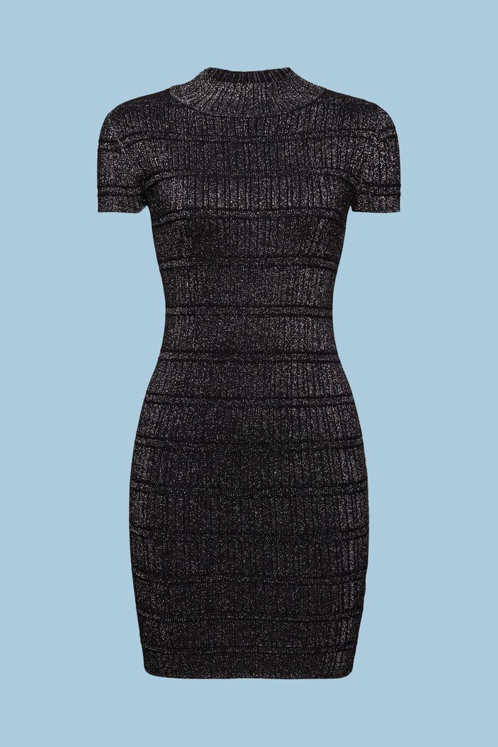 Dzianinowa sukienka mini z lamy, BLACK, detail image number 7