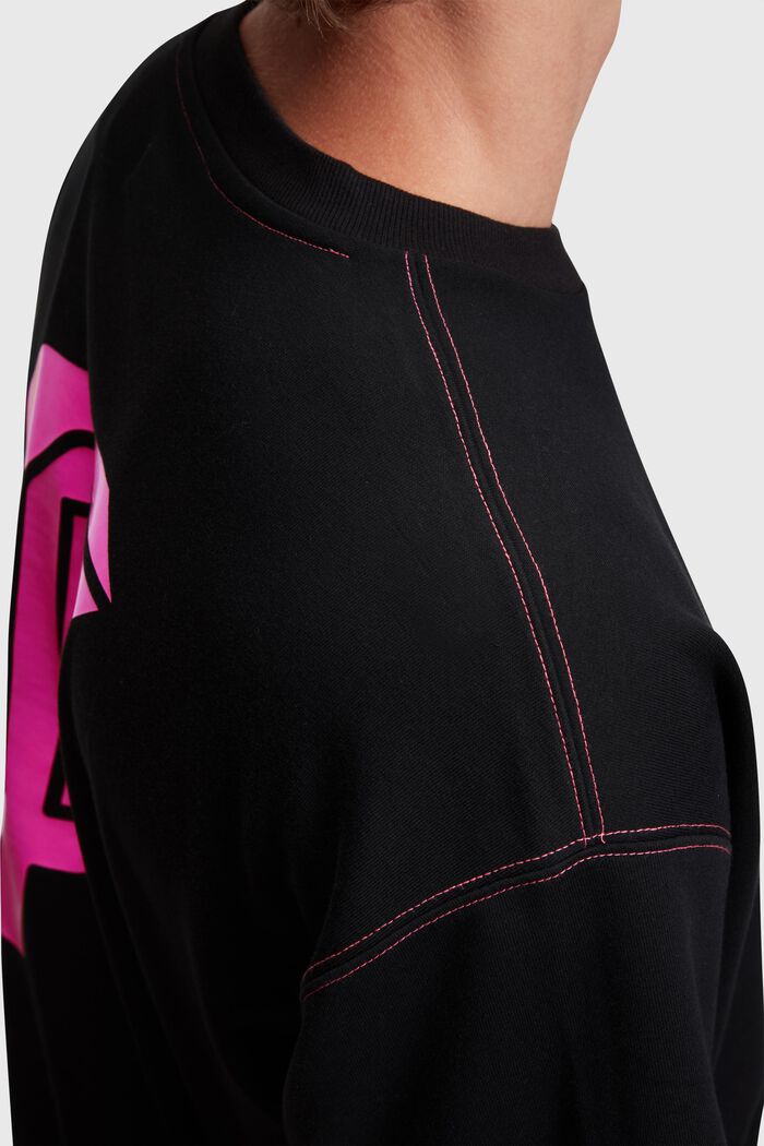 Bluza z neonowym nadrukiem, fason relaxed, BLACK, detail image number 3