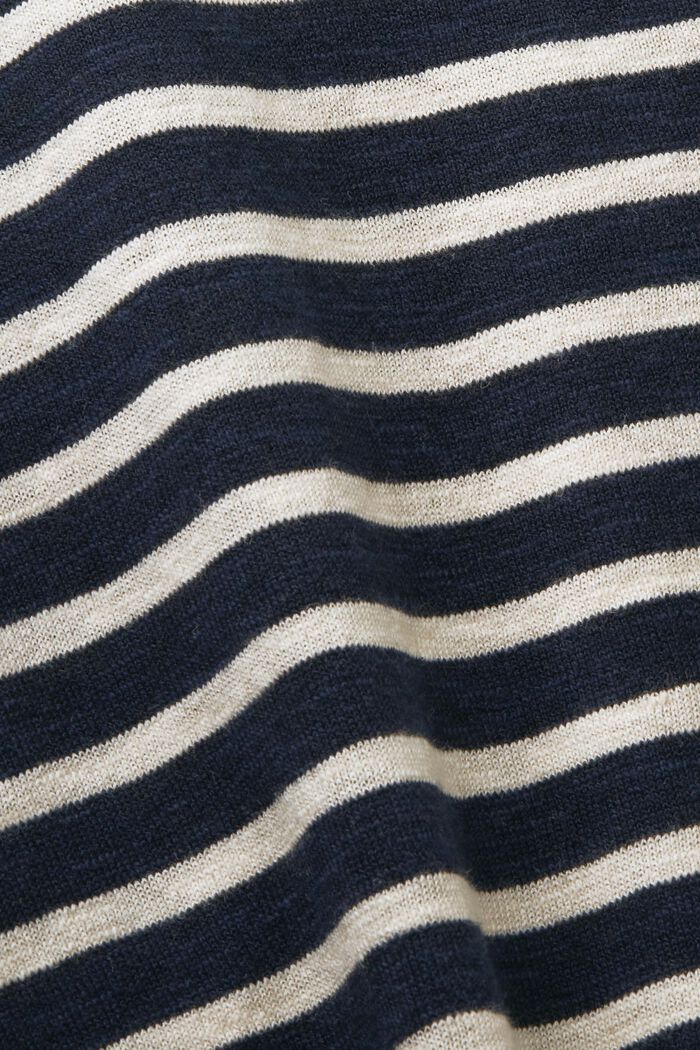 Sweter w paski z bawełny i lnu, NAVY, detail image number 4
