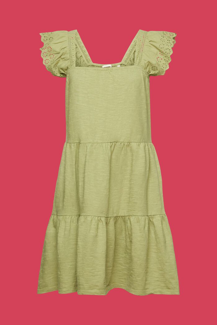 Sukienka z dżerseju z haftowanymi koronkowymi rękawami, PISTACHIO GREEN, detail image number 6