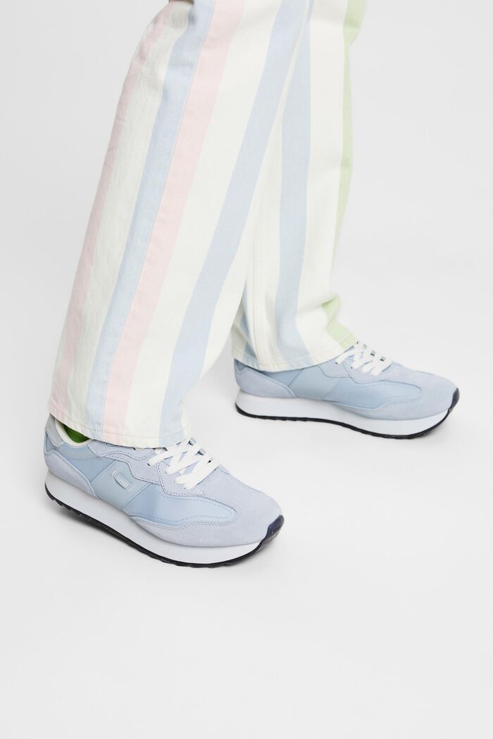 Skórzane sneakersy na platformie, PASTEL BLUE, detail image number 1