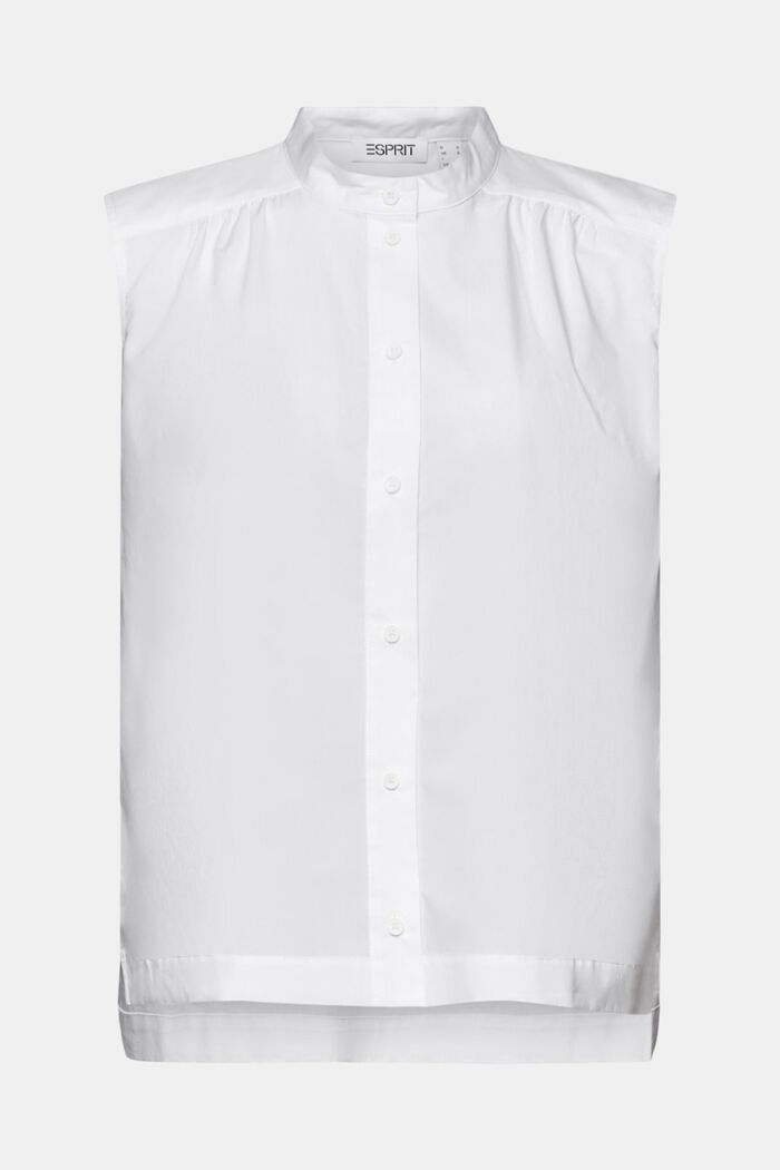 Bluzka bez rękawów z popeliny, WHITE, detail image number 5