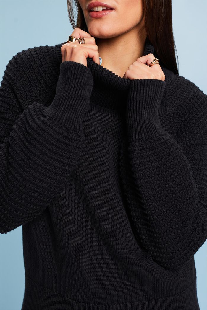 Sweter z półgolfem z bawełny, BLACK, detail image number 1