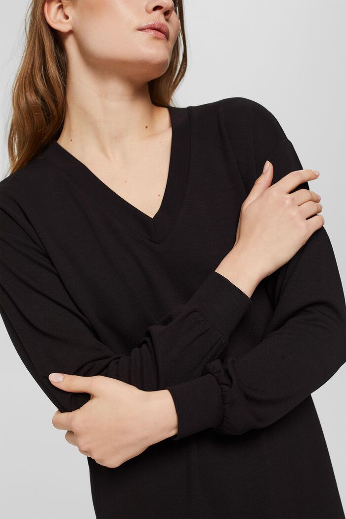 Domowa sukienka-bluzka, LENZING™ ECOVERO™, BLACK, detail image number 0