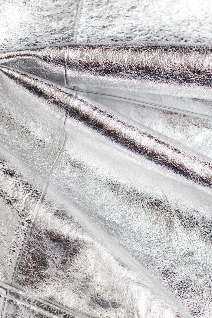 Powlekana metaliczna skórzana kurtka koszulowa, SILVER, detail image number 5