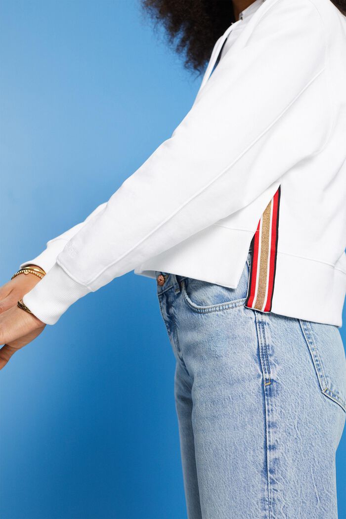 Skrócona bluza z kapturem, 100% bawełna, WHITE, detail image number 2