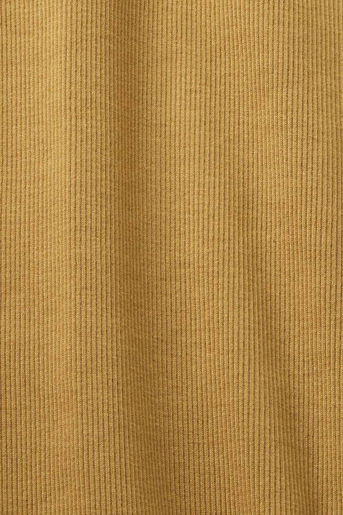 Top na cienkich ramiączkach z prążkowanego dżerseju, elastyczna bawełna, TOFFEE, detail image number 4