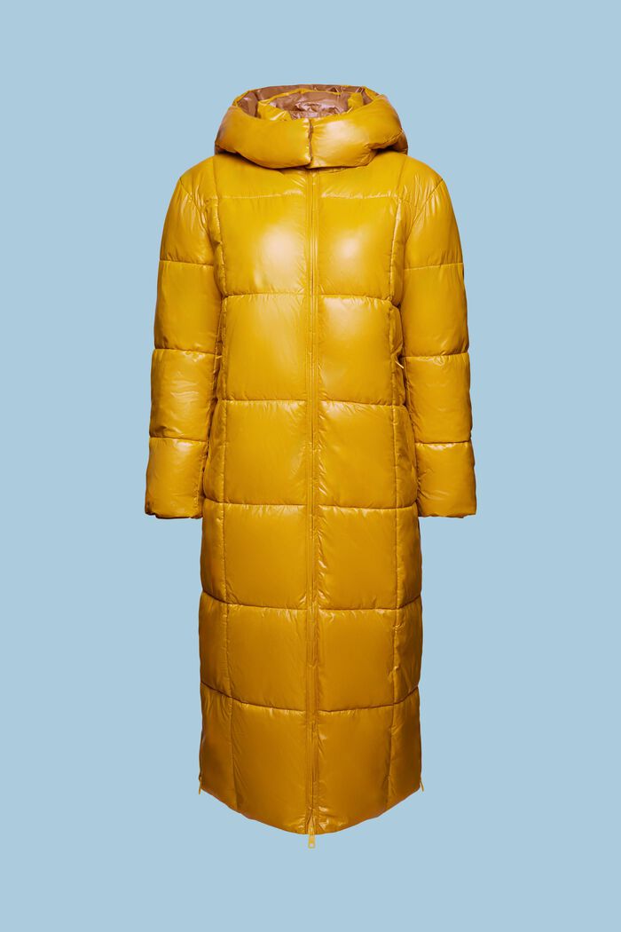 Ocieplana, pikowana kurtka z kapturem, AMBER YELLOW, detail image number 6