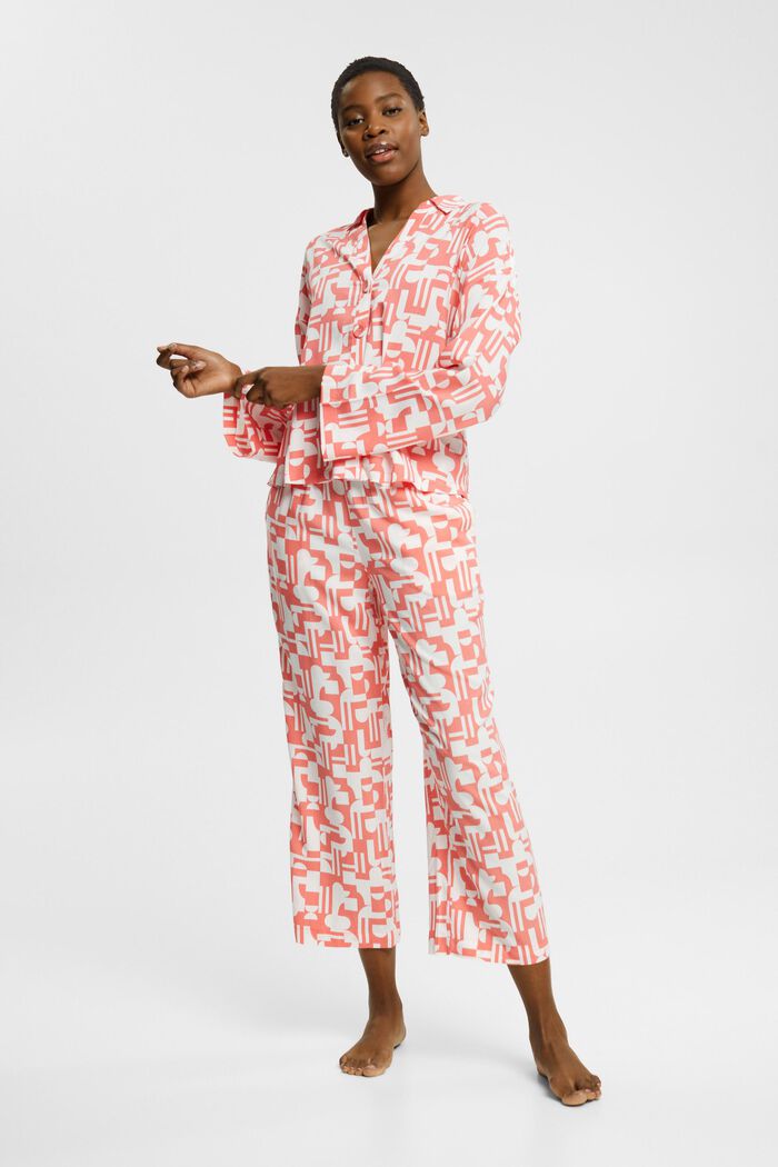 Piżama z nadrukiem z wiskozy LENZING™ ECOVERO™, CORAL, detail image number 1
