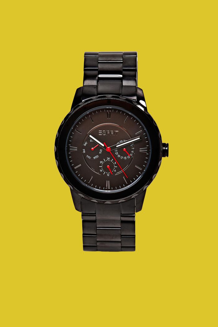 Zegarek ze stali szlachetnej z dzieloną bransoletką, BLACK, detail image number 0