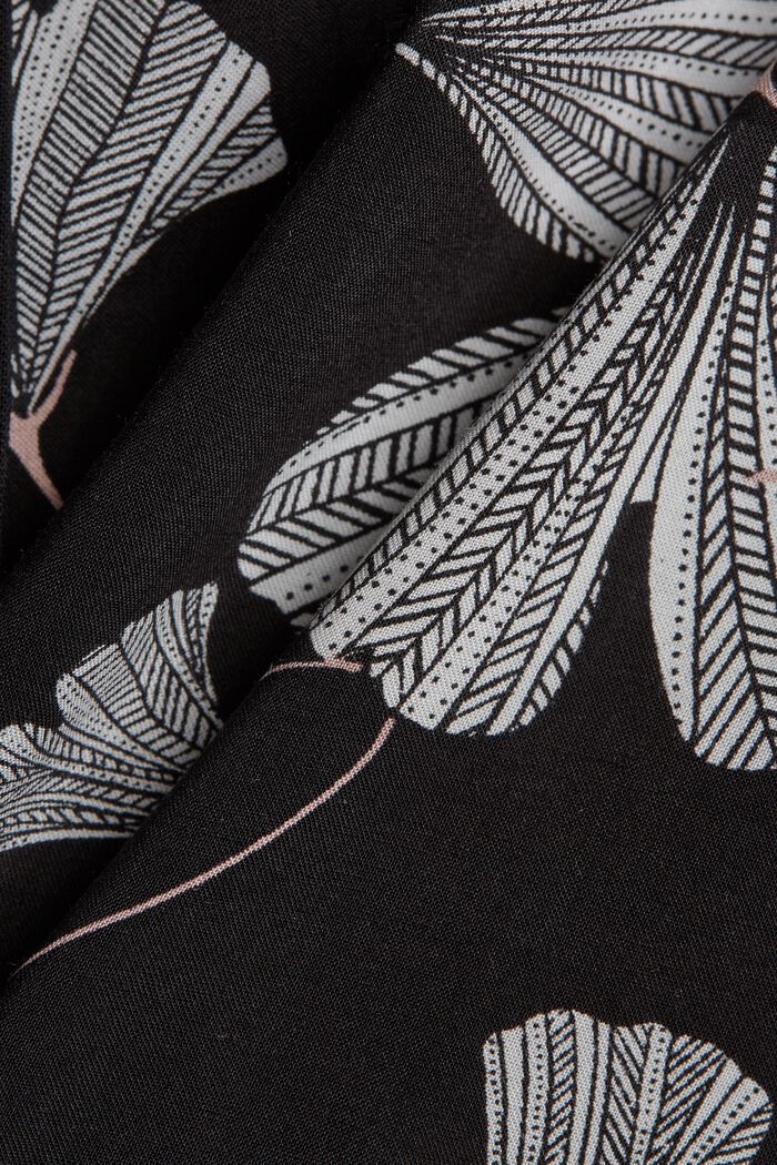 Szorty od piżamy z nadrukiem w liście miłorzębu, LENZING™ ECOVERO™, BLACK, detail image number 4