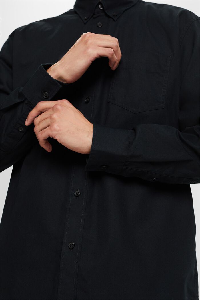 Popelinowa koszula z przypinanym kołnierzykiem, 100% bawełny, BLACK, detail image number 2