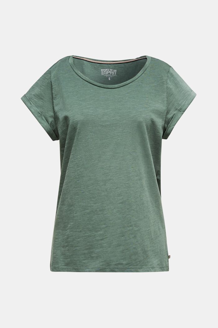 Przewiewna, cieniowana koszulka, 100% bawełny, KHAKI GREEN, detail image number 0