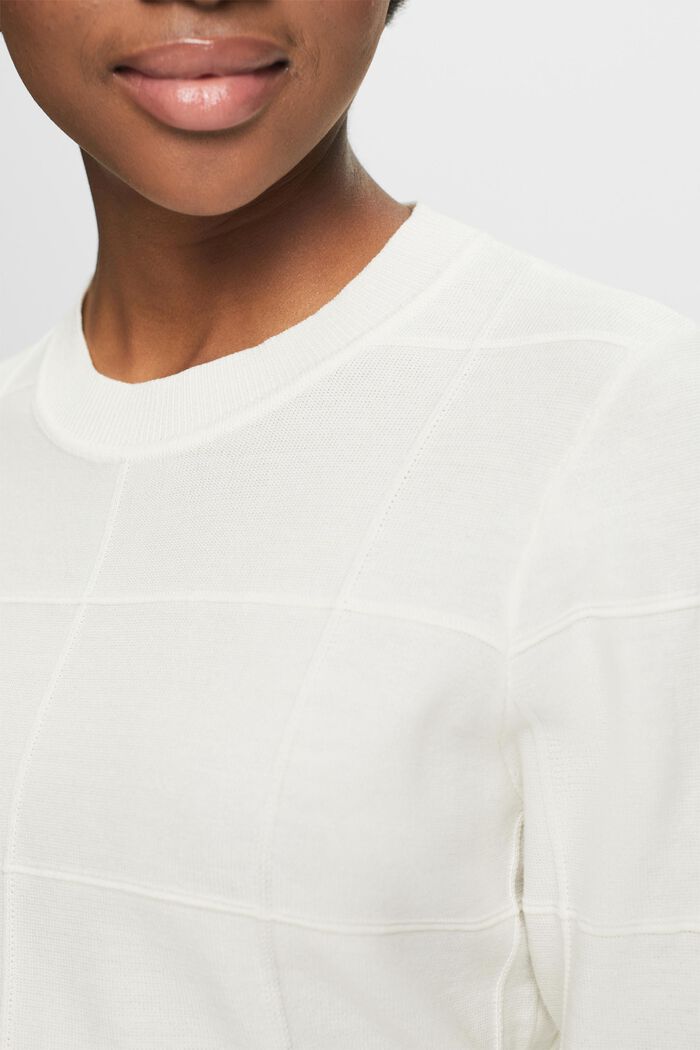 Sweter w fakturalną kratę, OFF WHITE, detail image number 3
