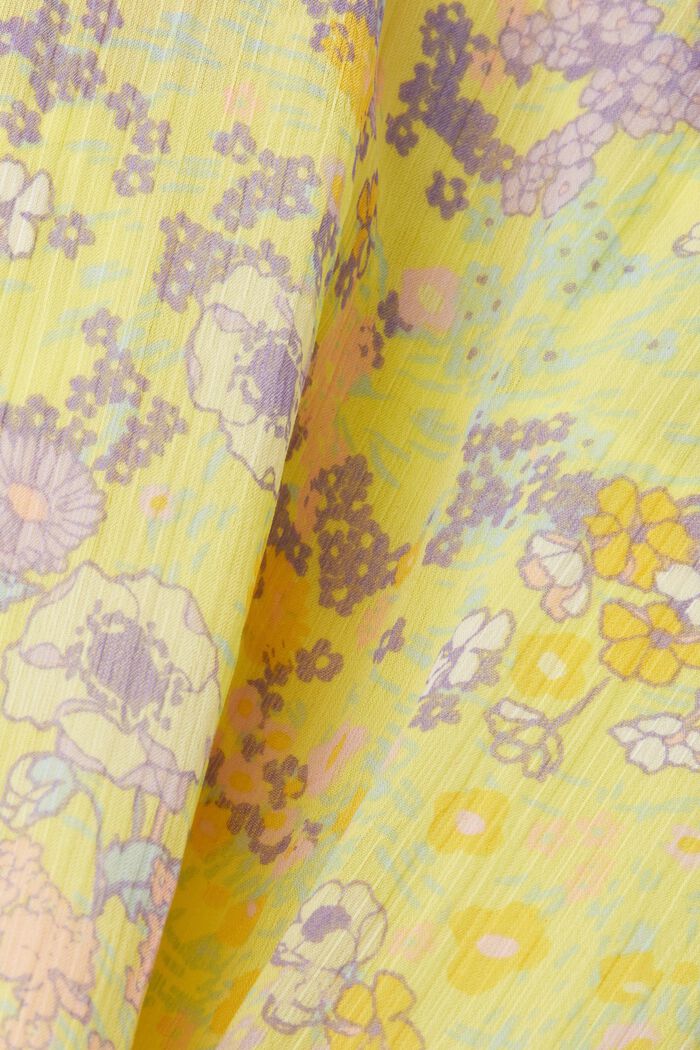 Kwiatowa bluzka szyfonowa z marszczeniami, LIGHT YELLOW, detail image number 6