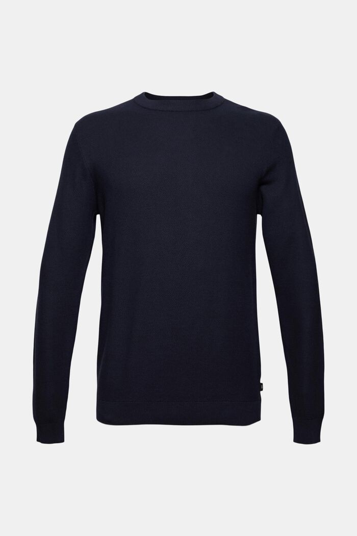 Sweter z fakturą, 100% bawełny ekologicznej, NAVY, overview