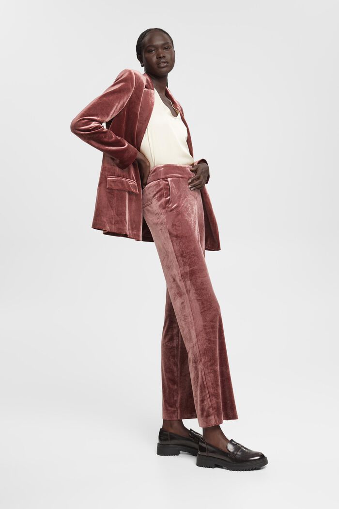Aksamitne spodnie z szerokimi nogawkami, BORDEAUX RED, detail image number 1