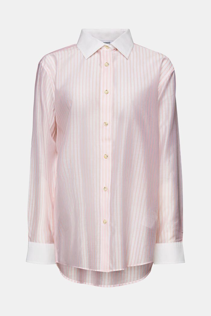 Koszula z półprzejrzystym wzorem w paski, PASTEL PINK, detail image number 6