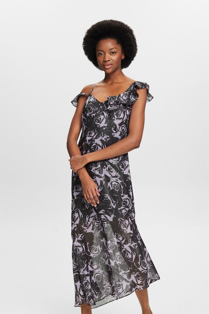 Szyfonowa sukienka maxi z nadrukiem, BLACK, detail image number 4