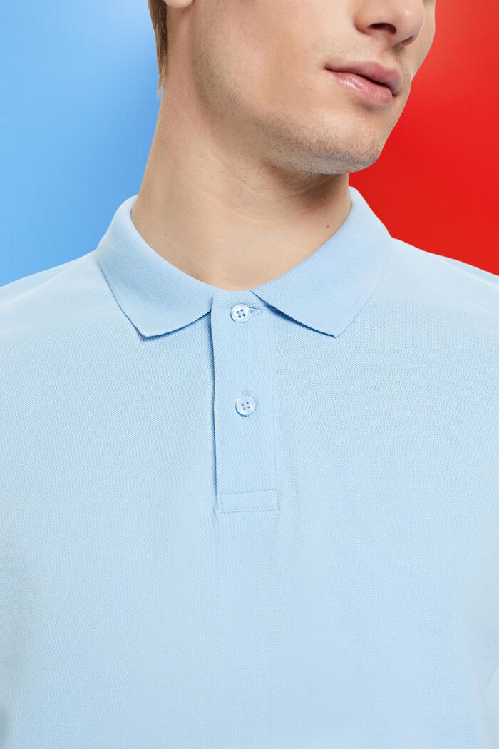 Koszulka polo z piki bawełnianej, slim fit, LIGHT BLUE, detail image number 2
