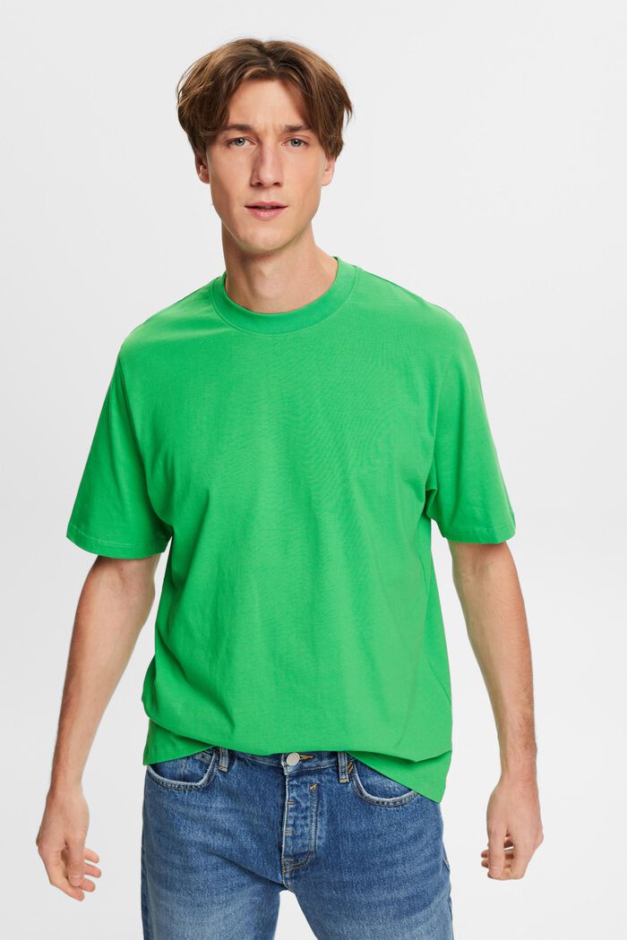 Koszulka bawełniana z okrągłym dekoltem, GREEN, detail image number 0