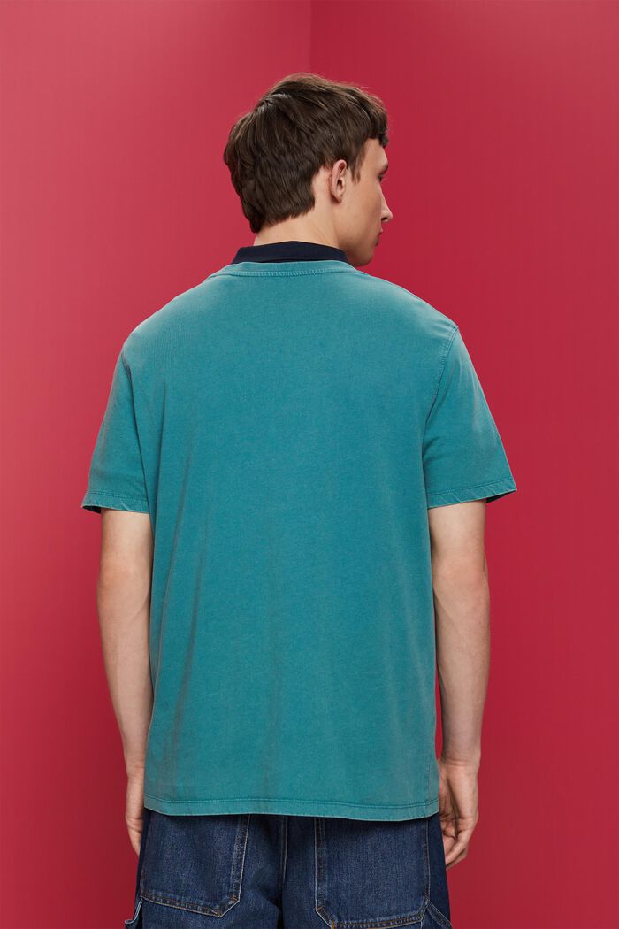 Farbowany po uszyciu T-shirt z jerseyu, 100% bawełna, TEAL BLUE, detail image number 3
