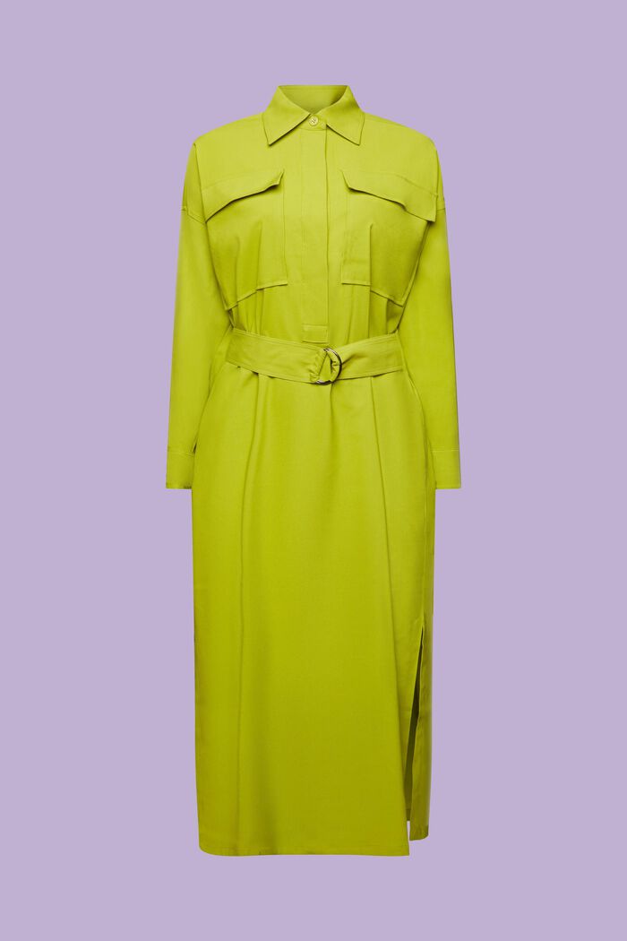 Oversizowa sukienka koszulowa midi, LEAF GREEN, detail image number 5