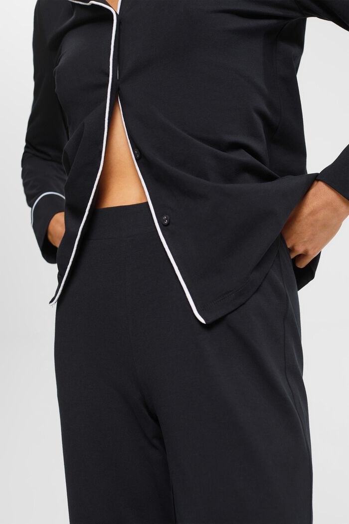 Długa, dżersejowa piżama, BLACK, detail image number 3