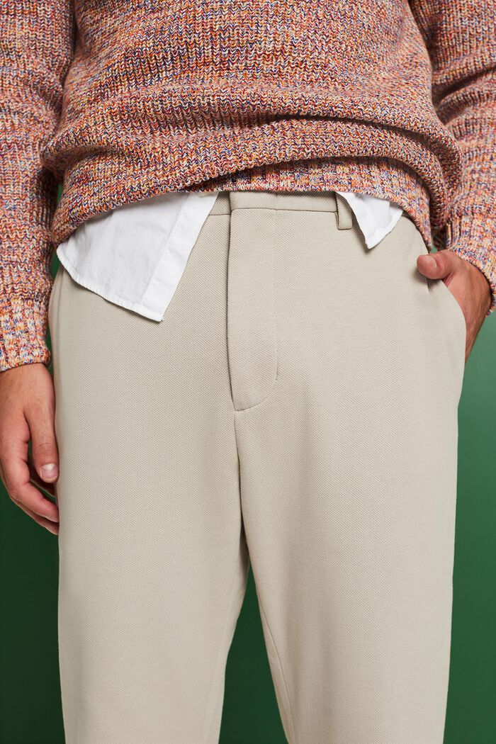 Dzianinowe spodnie z jerseyowej piki, BEIGE, detail image number 3