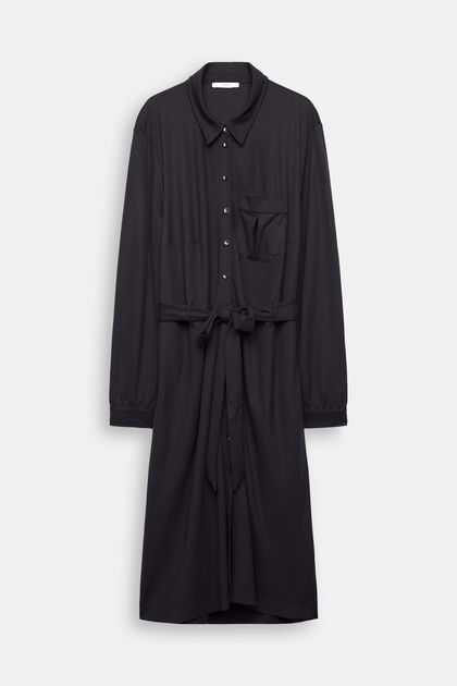 Sukienka koszulowa z wiązanym paskiem PLUS SIZE, BLACK, overview