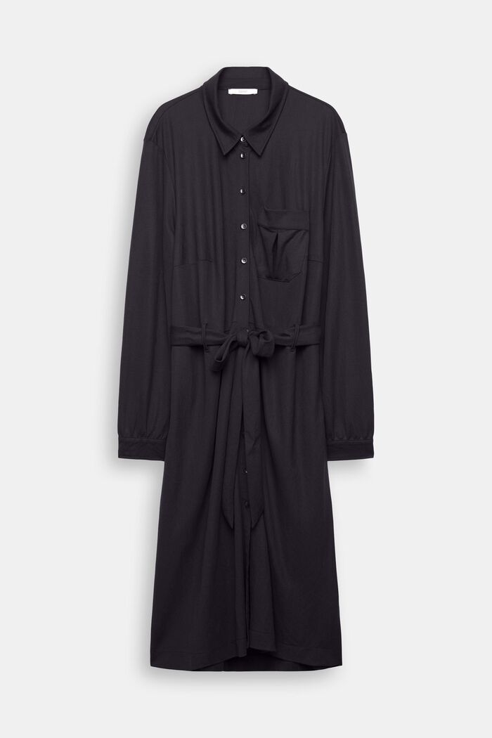 Sukienka koszulowa z wiązanym paskiem PLUS SIZE, BLACK, detail image number 3