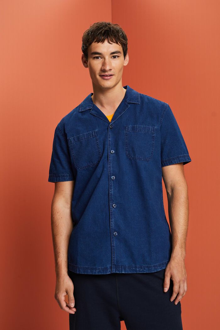 Koszula dżinsowa z krótkim rękawem, 100% bawełny, BLUE DARK WASHED, detail image number 0