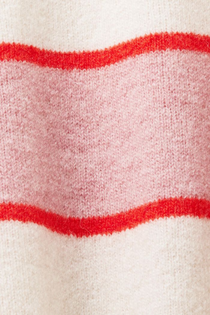 Sweter w paski z mieszanki wełnianej, CREAM BEIGE, detail image number 5