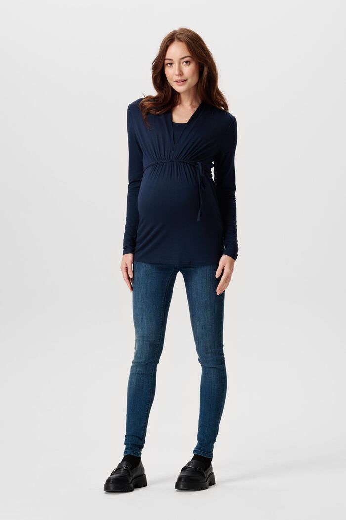 Bluzka z długim rękawem dla matek karmiących, LENZING™ ECOVERO™, NIGHT BLUE, detail image number 1