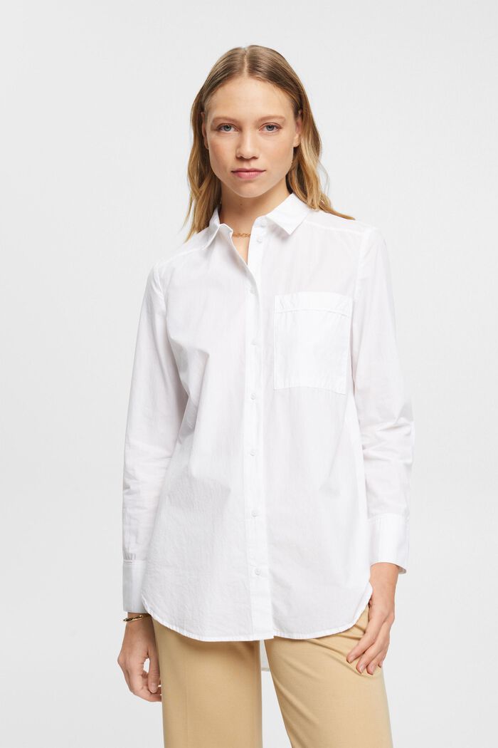 Bawełniana bluzka z kieszenią, WHITE, detail image number 0