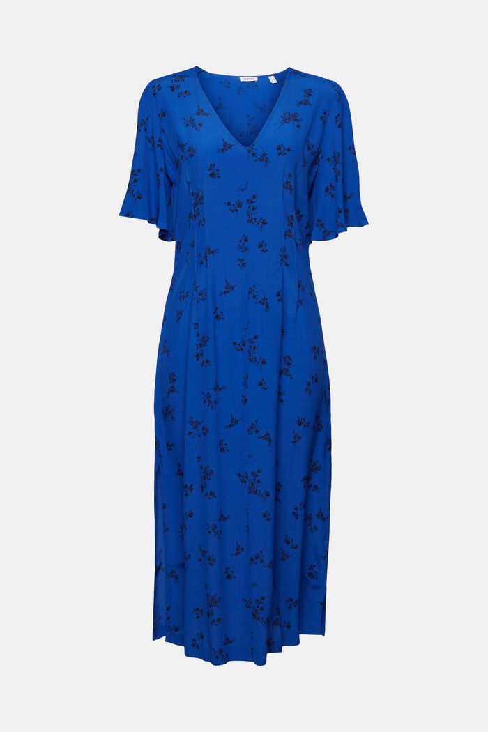 Sukienka midi z dekoltem w serek i nadrukiem, BRIGHT BLUE, detail image number 7