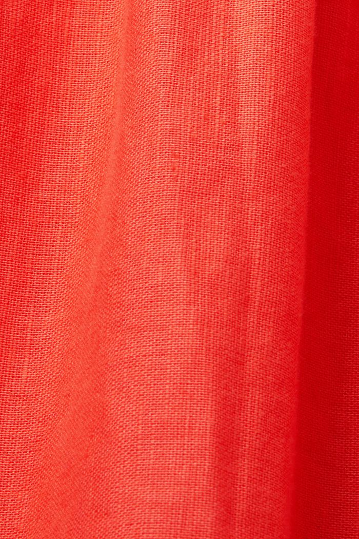 Sukienka midi, mieszanka bawełny i lnu, CORAL ORANGE, detail image number 6