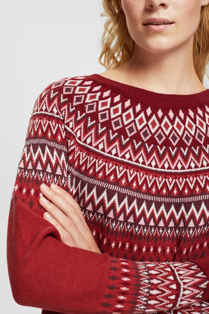 Żakardowy sweter, TERRACOTTA, detail image number 0