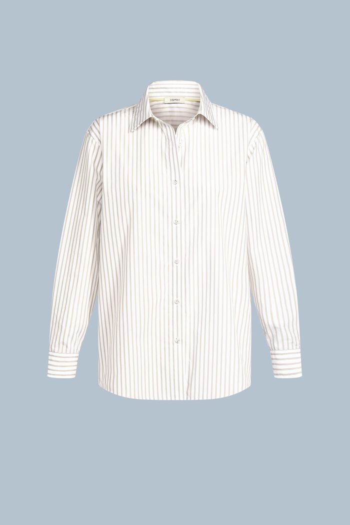 Koszula z paski z popeliny bawełnianej, BEIGE, detail image number 6