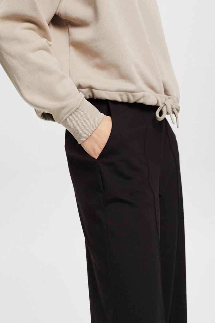 Spodnie ze średnim stanem i szerokimi nogawkami, BLACK, detail image number 2