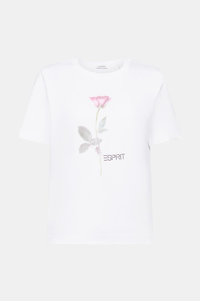 Bawełniany T-shirt z graficznym nadrukiem, WHITE, detail image number 6