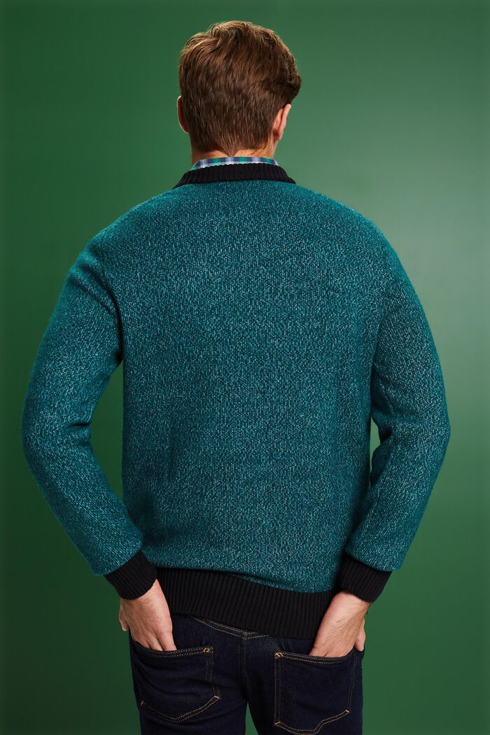 Sweter z okrągłym dekoltem z mieszanki wełnianej, EMERALD GREEN, detail image number 2