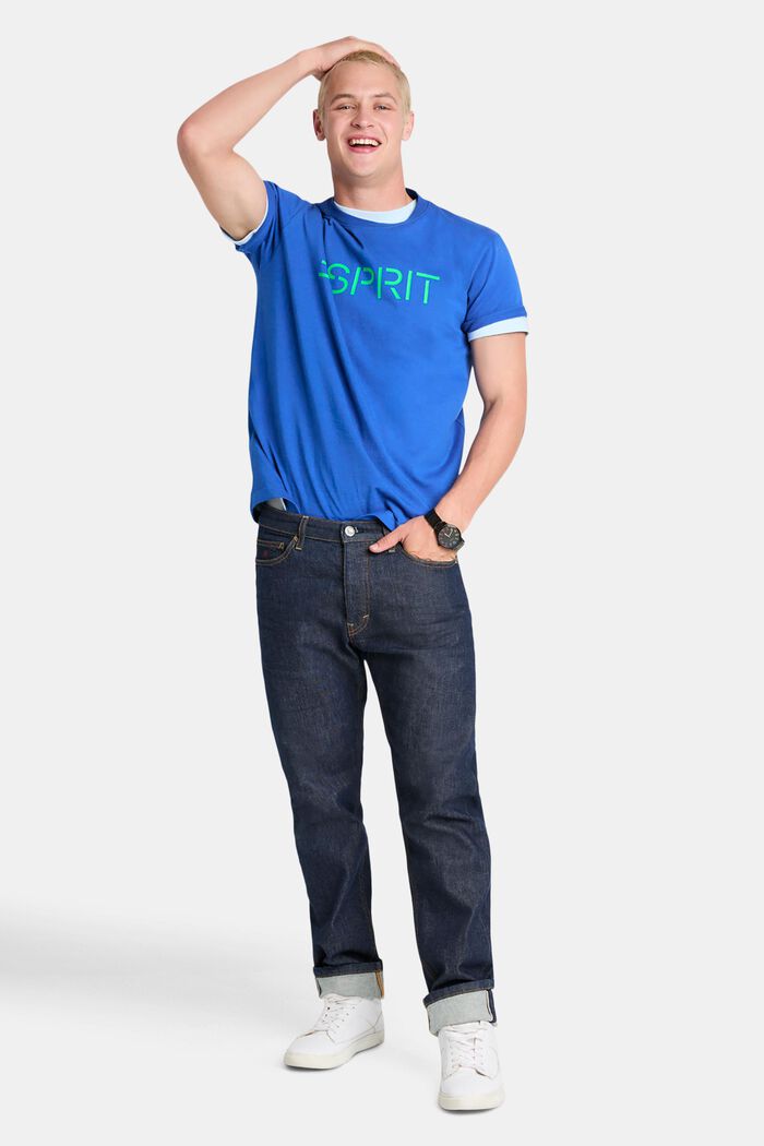 T-shirt z logo z bawełnianego dżerseju, unisex, BRIGHT BLUE, detail image number 4